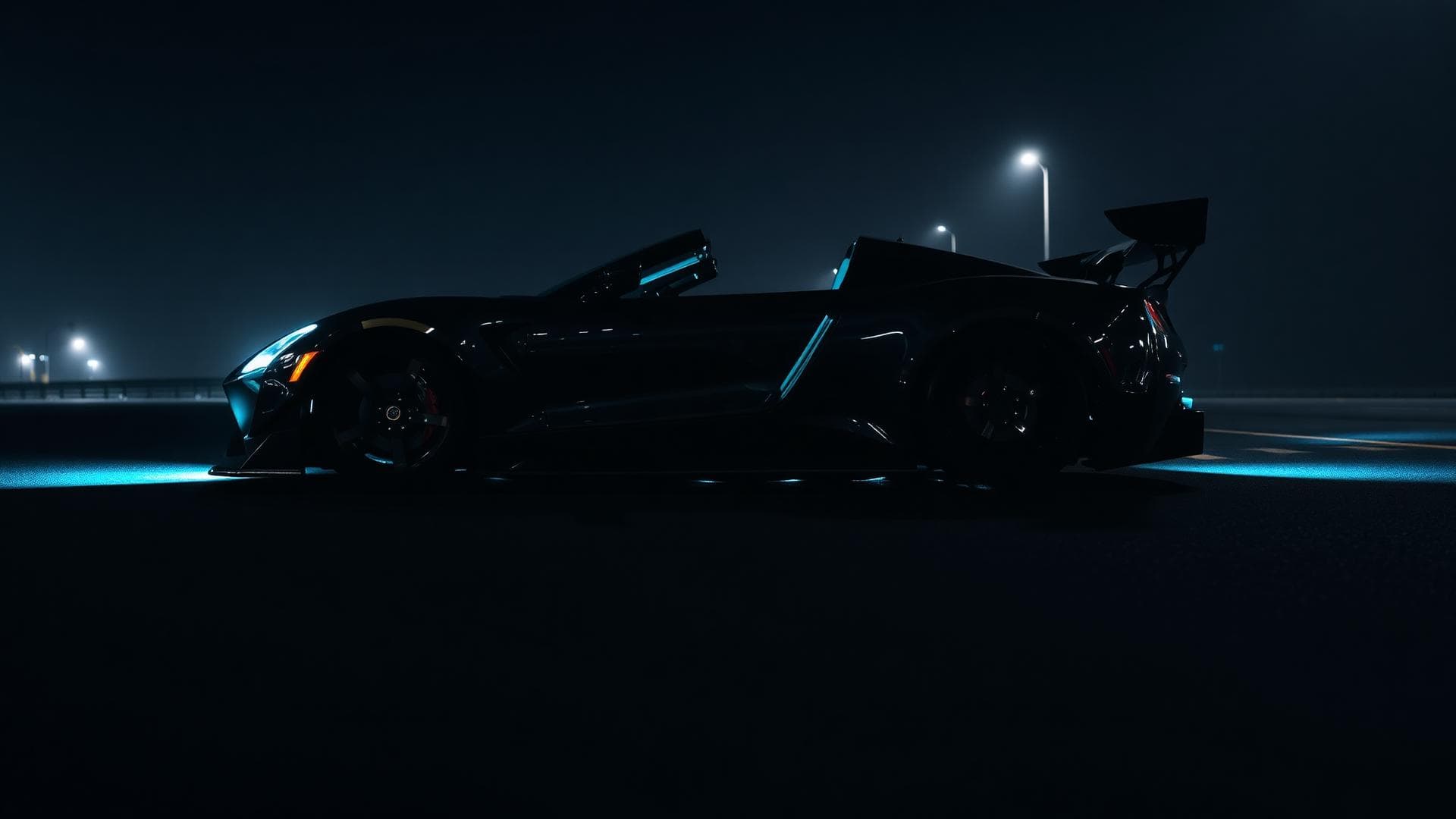 Slammed car at night